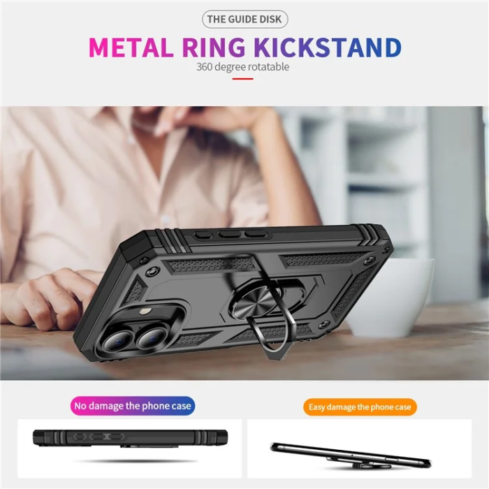 A-One Brand - iPhone 16 Plus Mobilskal med Kickstand - Svart
