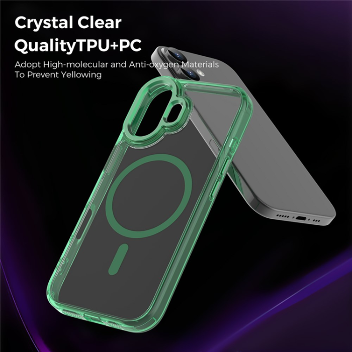 A-One Brand - iPhone 17 Mobilskal MagSafe TPU+PC Transparent - Grön
