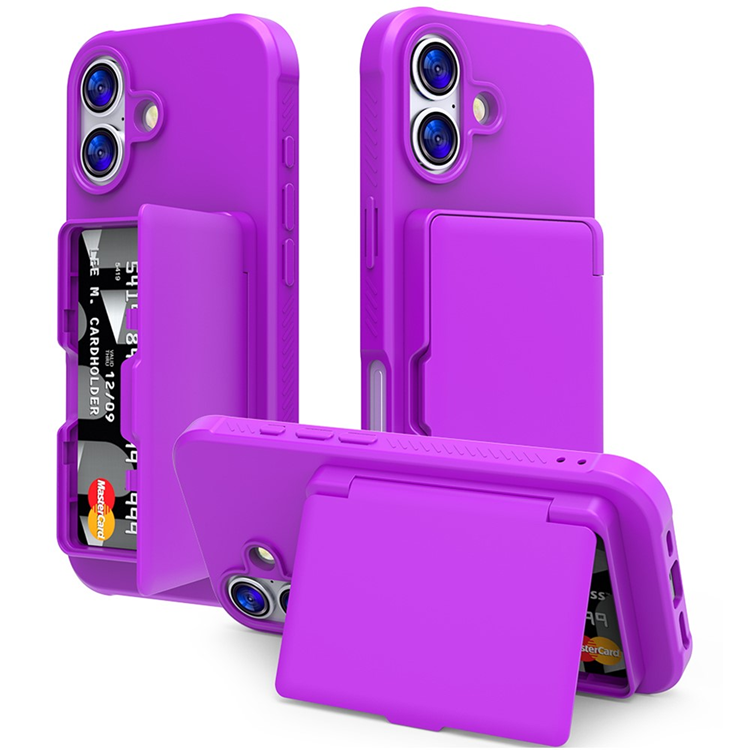 iPhone 17 Mobilskal Korthållare Mirror Kickstand - Lila (Mörklila) | 2353 | AlltMobil