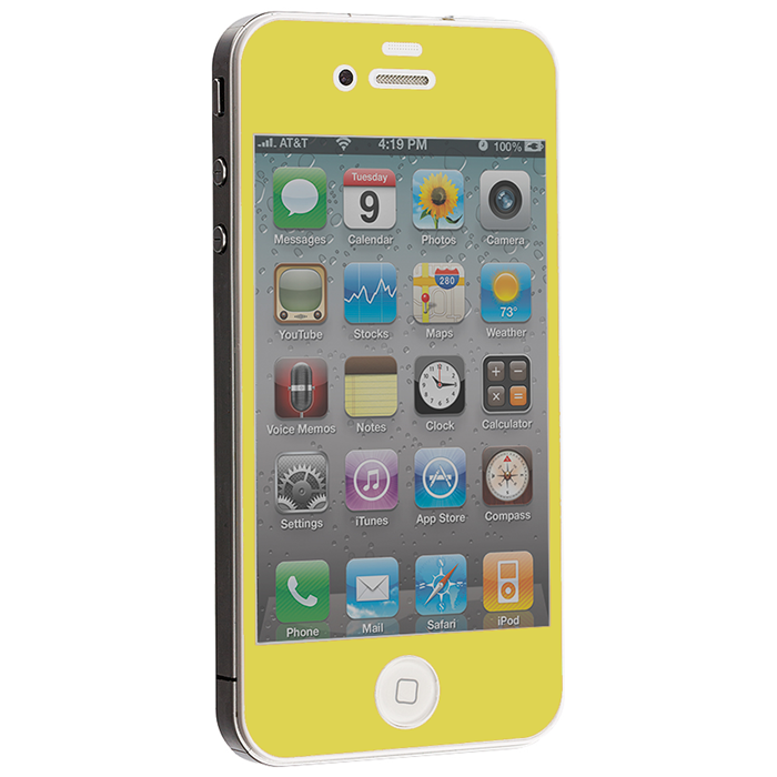Colored Härdat Glas Skärmskydd till Apple iPhone 4 / 4S - Gul | 5468 | AlltMobil