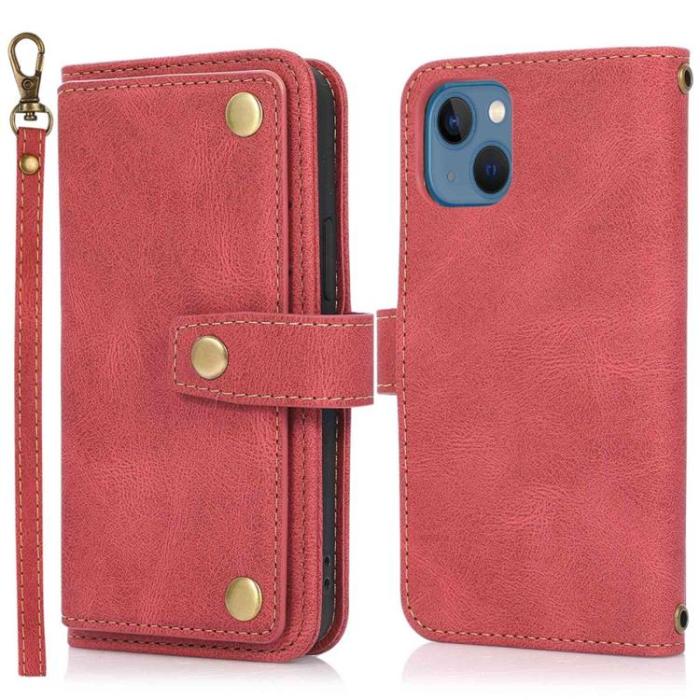 OEM - iPhone 14 Plus Plånboksfodral Flip - Röd