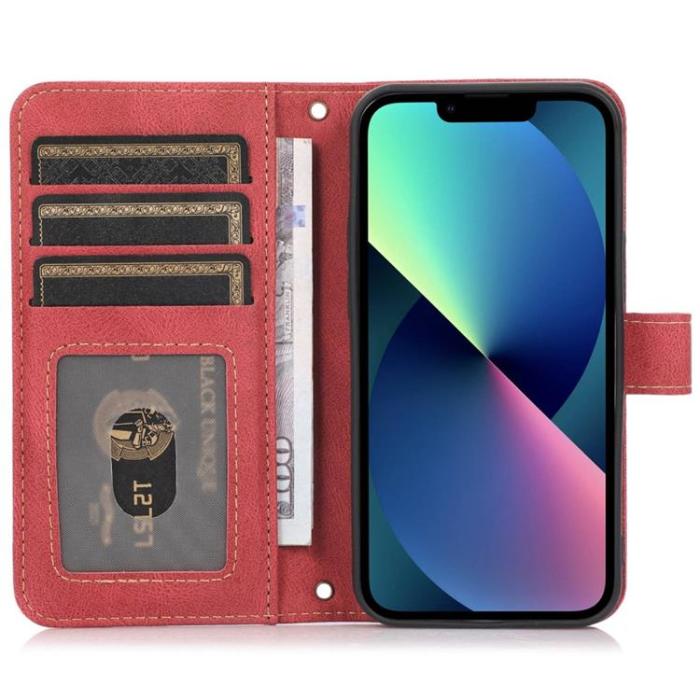 OEM - iPhone 14 Plus Plånboksfodral Flip - Röd