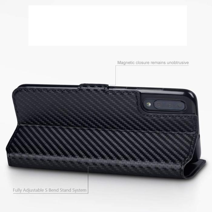 UTGATT4 - Carbon Plånboksfodral till Samsung Galaxy A70 - Svart