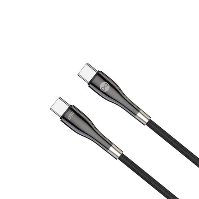 Forever - Forever Sleek USB-C till USB-C kabel 1m 100W - Svart
