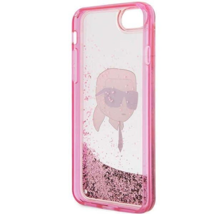 KARL LAGERFELD - Karl Lagerfeld iPhone 7/8/SE (2020/2022) Skal Liquid Glitter Head - Rosa