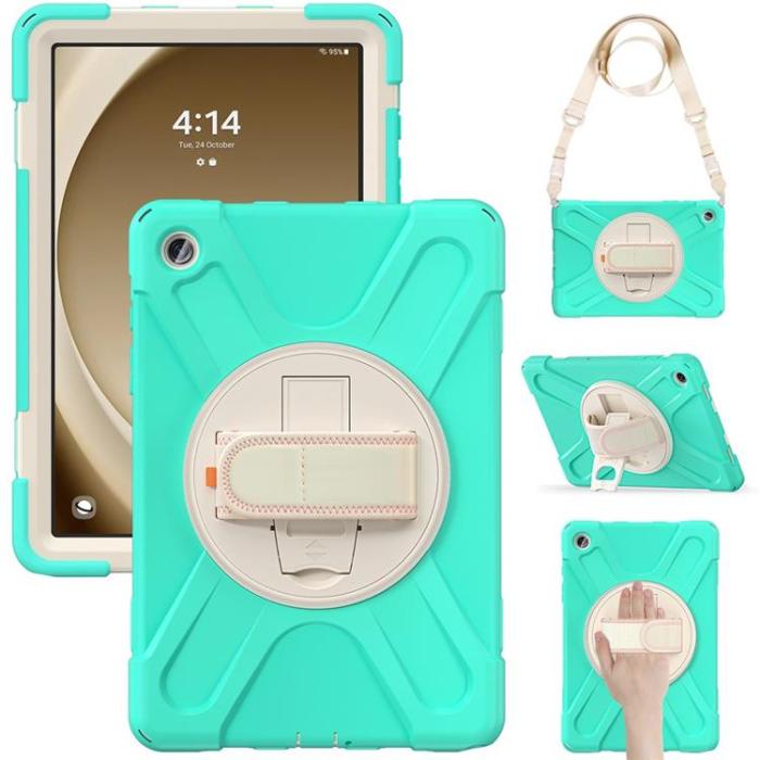 A-One Brand - Galaxy Tab A9 Plus Skal Kickstand Handrem Med Axelrem - Mintgrön