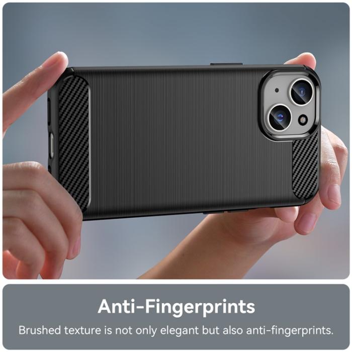 OEM - iPhone 15 Plus Mobilskal Carbon Fiber Brushed - Svart