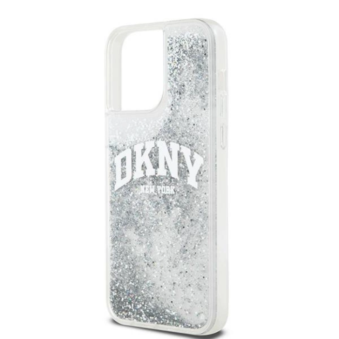 DKNY - DKNY iPhone 15 Pro Max Mobilskal Liquid Glitter Big Logo - Vit
