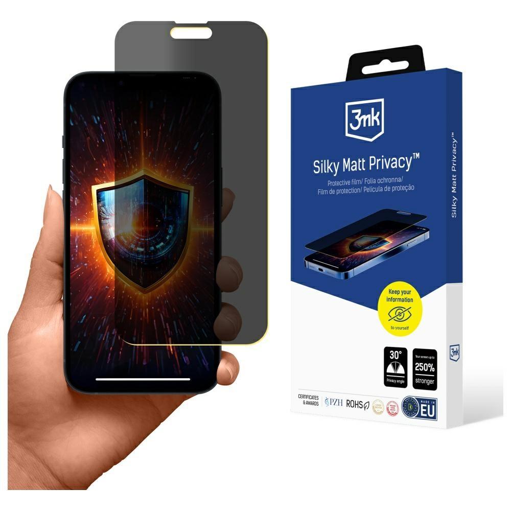3MK iPhone 14 Pro Max Plastfilm Skärmskydd Privacy Silky Matt - Svart