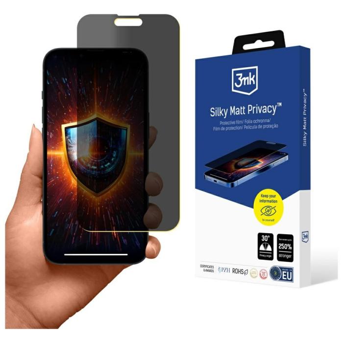 3MK - 3MK iPhone 14 Pro Max Plastfilm Skärmskydd Privacy Silky Matt - Svart