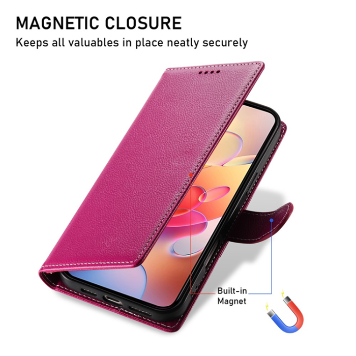 A-One Brand - Galaxy A17/A26 Plånboksfodral Litchi Läder Magnetic - Rosa