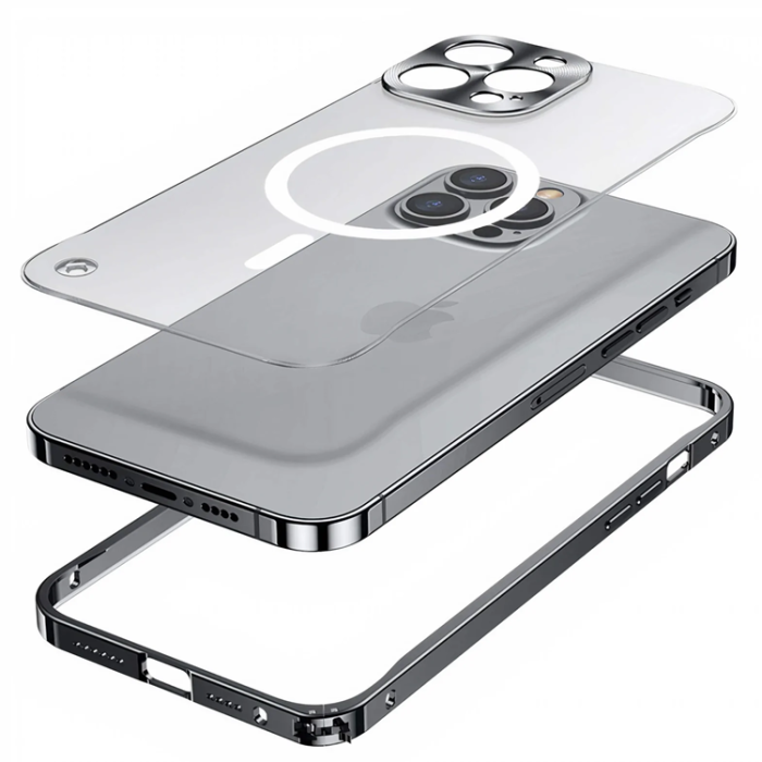 OEM - iPhone 14 Plus Skal Magsafe Metall Frame - Svart