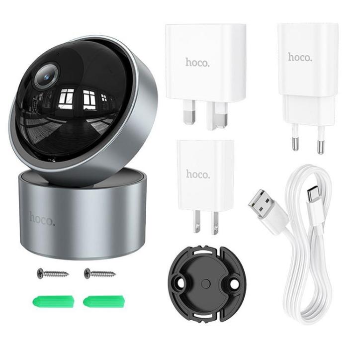 Hoco - Hoco Inomhuskamera Justerbar i Två Plan med Nattläge Full HD - Silver