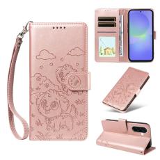 OEM - Samsung Galaxy A37 Pl&aring;nboksfodral Konstl&auml;der RFID Skydd - Rosa