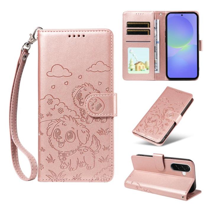 OEM - Samsung Galaxy A37 Plånboksfodral Konstläder RFID Skydd - Rosa