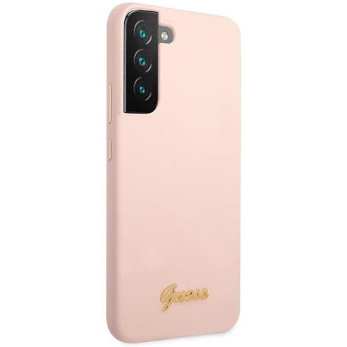Guess - Guess Galaxy S23 Plus Skal Silicone Script Metal Logo - Rosa