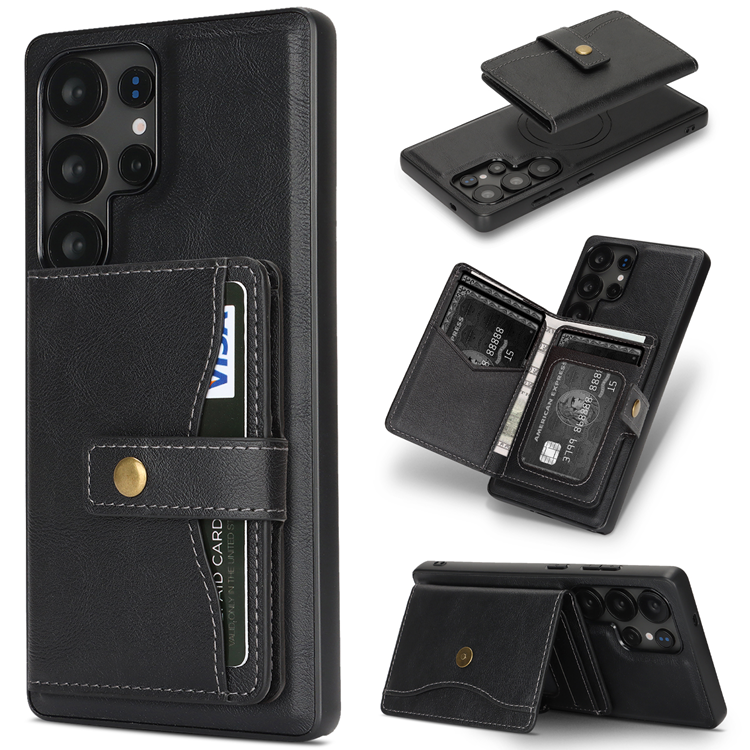 Galaxy S23 Ultra Mobilskal MagSafe Detachable Korthållare Kickstand (Svart) | 2353 | AlltMobil