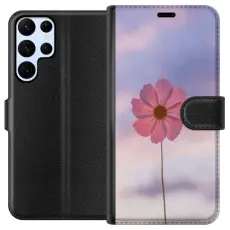 Gustaf - Pl&aring;nboksfodral till Samsung Galaxy S24 Ultra med Rosa blomma