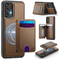 OEM - JEEHOOD Samsung Galaxy A13 4G/5G Mobilskal Konstl&auml;der med Kortfack - Brun