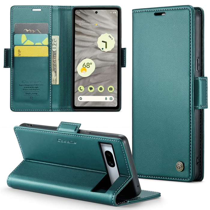 Caseme - Caseme Google Pixel 7A Plånboksfodral RFID Litchi - Grön