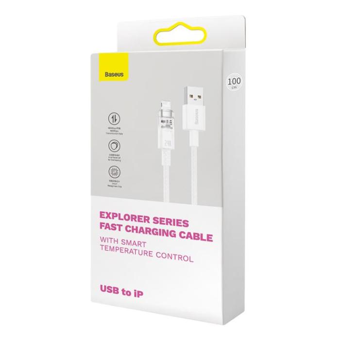 BASEUS - Baseus USB-A till Lightning kabel Explorer 2.4A 2m - Vit