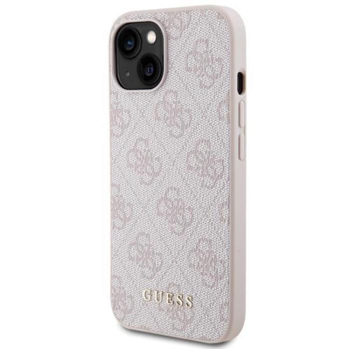 Guess - Guess iPhone 15 Mobilskal Metall Gold Logo - Rosa