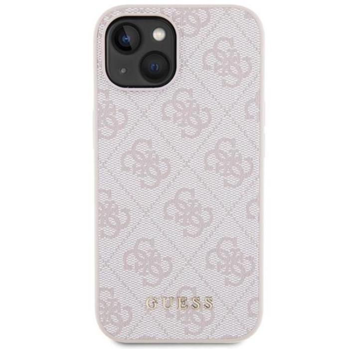 Guess - Guess iPhone 15 Mobilskal Metall Gold Logo - Rosa