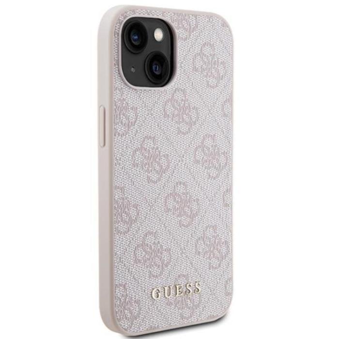 Guess - Guess iPhone 15 Mobilskal Metall Gold Logo - Rosa