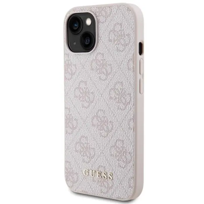Guess - Guess iPhone 15 Mobilskal Metall Gold Logo - Rosa