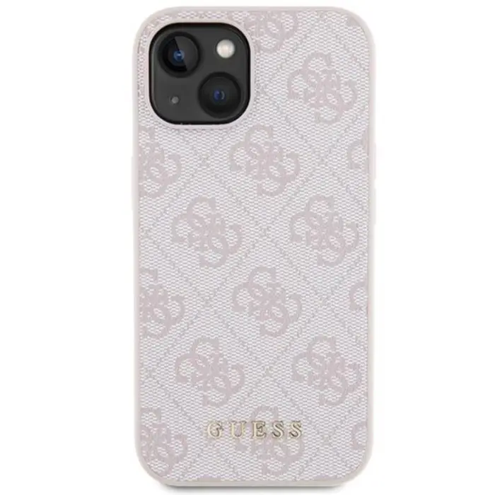 Guess - Guess iPhone 15 Mobilskal Metall Gold Logo - Rosa