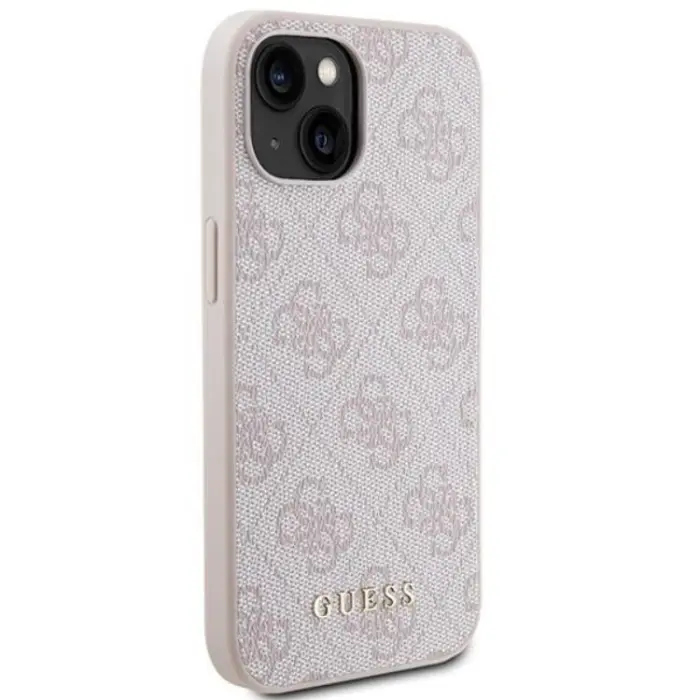 Guess - Guess iPhone 15 Mobilskal Metall Gold Logo - Rosa