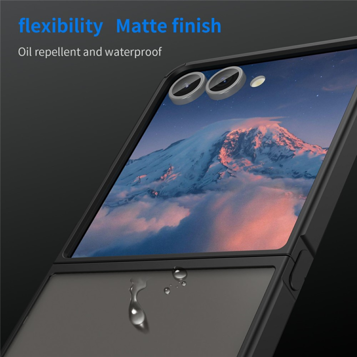 A-One Brand - Galaxy Z Flip 7 Mobilskal Drop Proof Frosted Translucent - Svart
