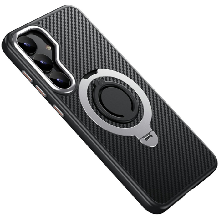 A-One Brand - Galaxy S25 Plus Mobilskal MagSafe Carbon Fiber Kickstand - Silver