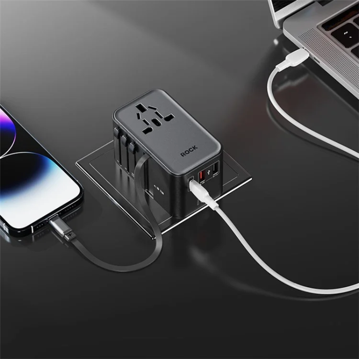 ROCK - ROCK Reseadapter 70W 2xUSB-A 1xUSB-C GaN