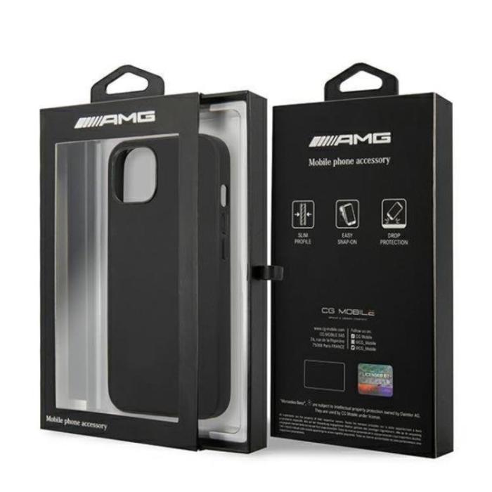 AMG - AMG iPhone 14 Plus Skal Läder Hot Stamped - Svart