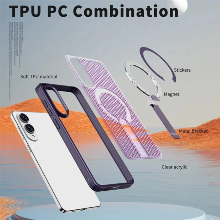 A-One Brand - Mobilskal till Galaxy S25 Edge Magsafe Grid Texture