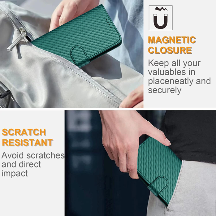 A-One Brand - Xiaomi 17 Pro Konstläder Plånboksfodral Carbon Fiber