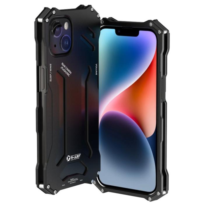 R-JUST - R-JUST Mobilskal till iPhone 14 Metall Anti-Drop Shockproof Svart