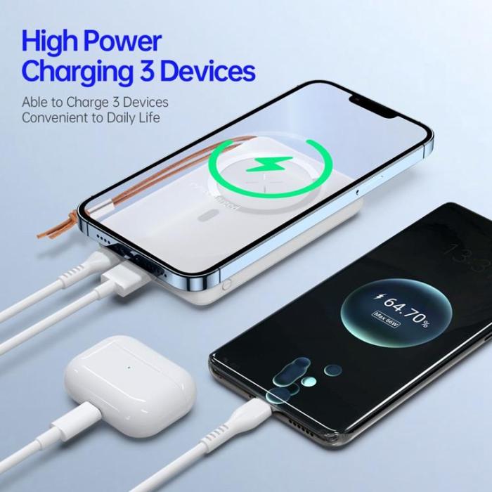UTGATT1 - Dux Ducis Magsafe Magnetic Trådlös Powerbank 10000 mAh - Vit