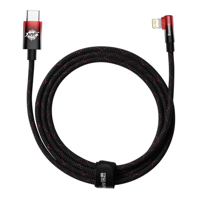 BASEUS - Baseus Elbow USB-C till Lightning kabel 20W 2m - Svart/Röd