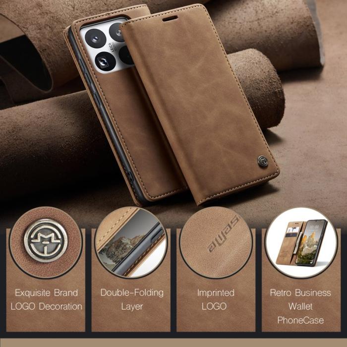 Caseme - CASEME 013 Xiaomi 15 Pro Plånboksfodral i Konstläder - Brun