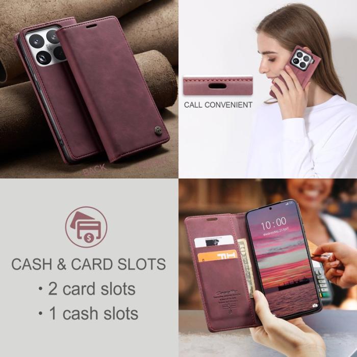 Caseme - CASEME 013 Xiaomi 15 Pro Case Plånboksfodral Konstläder Röd
