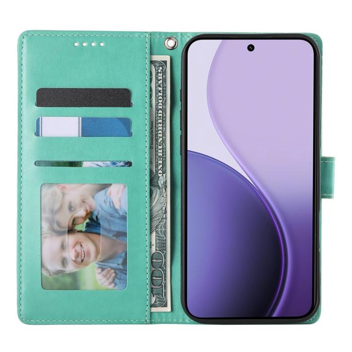OEM - Samsung Galaxy S26 Plånboksfodral Fjäril Blommönster Konstläder - Grön