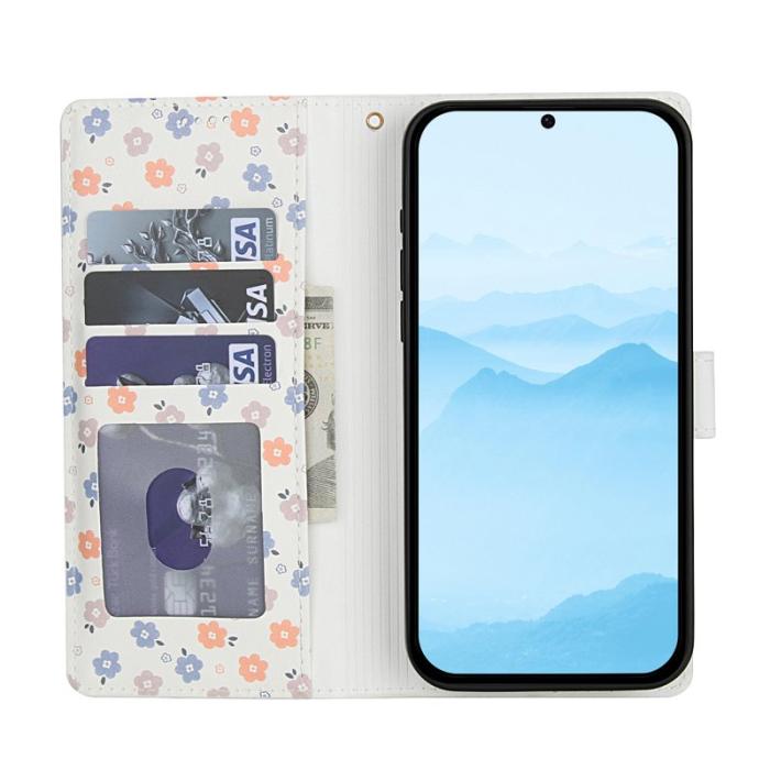 OEM - Samsung Galaxy S26 Plus Plånboksfodral Rhombic Blommönster Konstläder - Vit