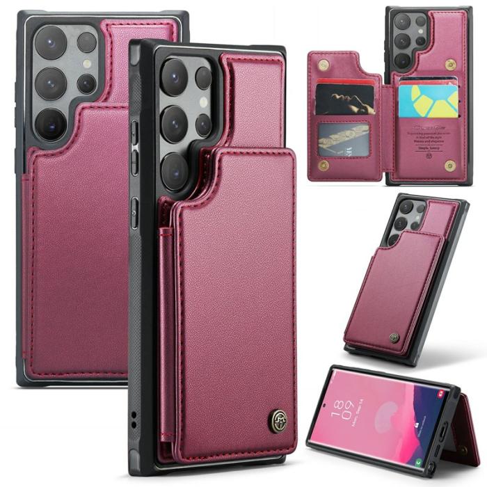 Caseme - CASEME C22 Samsung Galaxy S24 Ultra Fodral Konstläder Röd