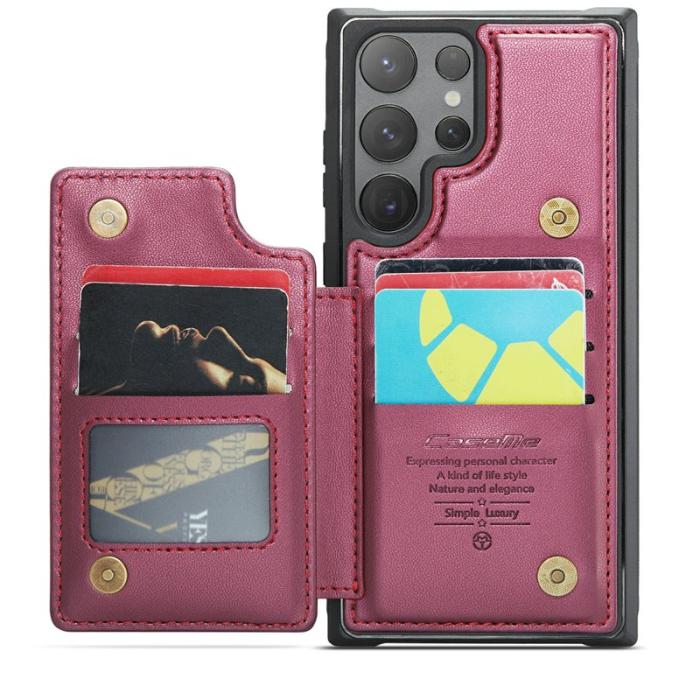 Caseme - CASEME C22 Samsung Galaxy S24 Ultra Fodral Konstläder Röd