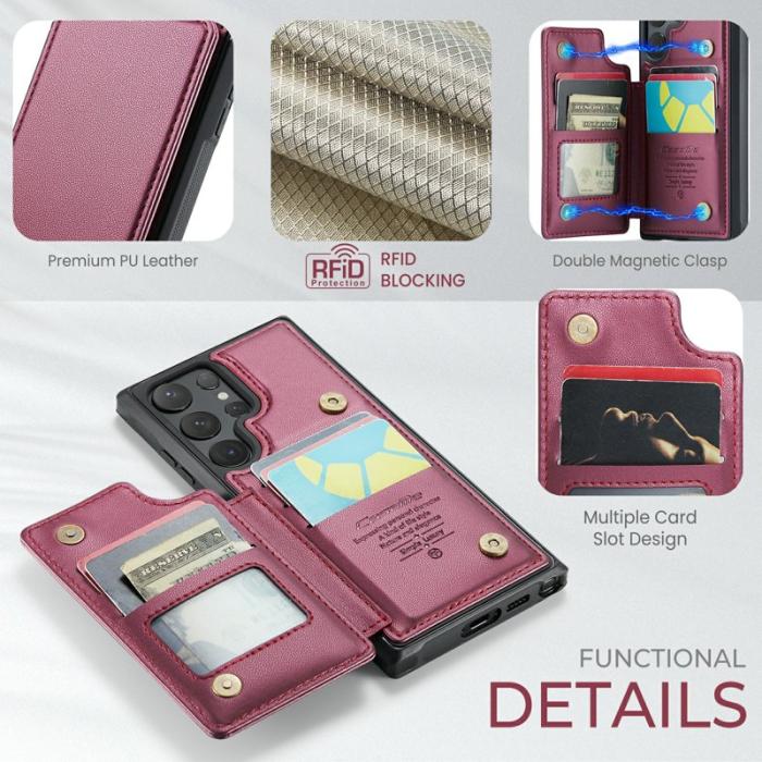 Caseme - CASEME C22 Samsung Galaxy S24 Ultra Fodral Konstläder Röd