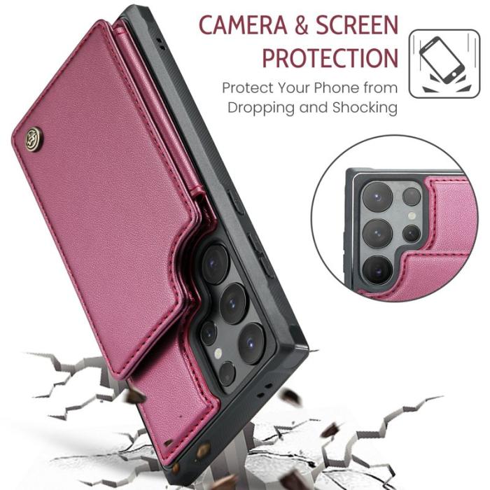 Caseme - CASEME C22 Samsung Galaxy S24 Ultra Fodral Konstläder Röd