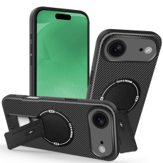 A-One Brand - iPhone 17 Air Mobilskal MagSafe Kickstand Carbon Fiber - Svart