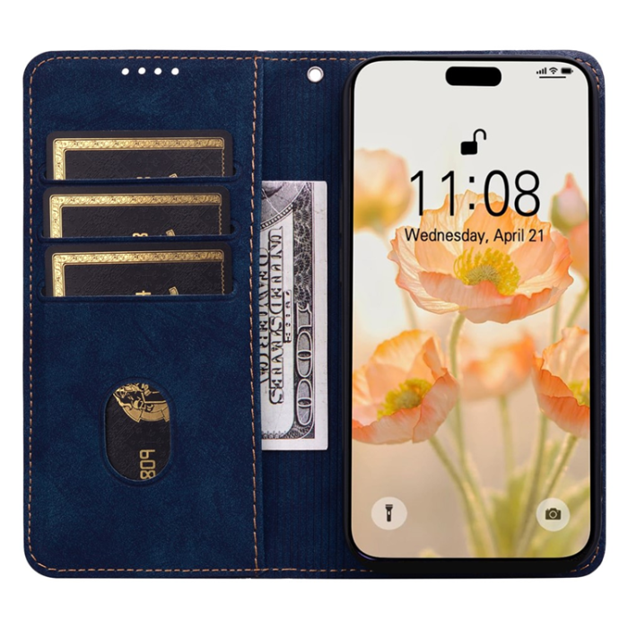 A-One Brand - iPhone Air Plånboksfodral med Rem Lines Pattern - Blå